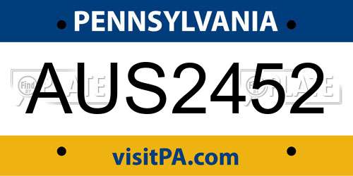 AUS2452 Pennsylvania License Plate