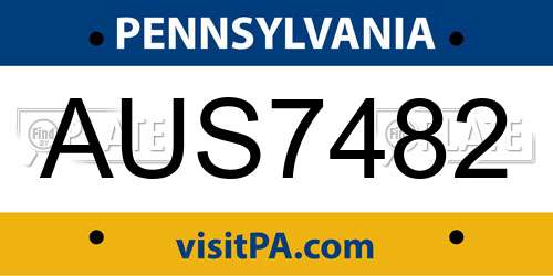 AUS7482 Pennsylvania License Plate