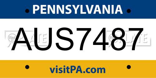 AUS7487 Pennsylvania License Plate