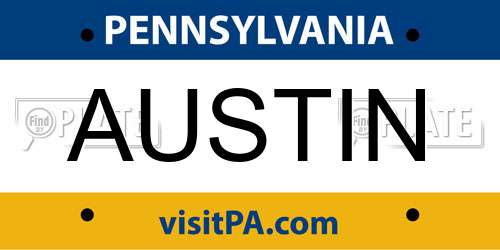 AUSTIN Pennsylvania License Plate