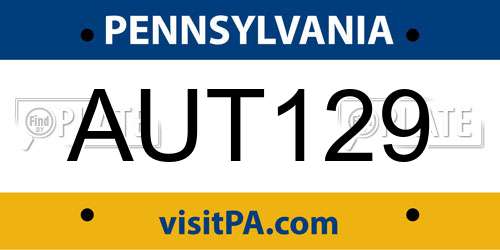 AUT129 Pennsylvania License Plate