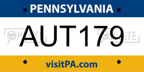 AUT179 Pennsylvania License Plate