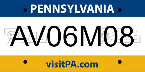 AV06M08 Pennsylvania License Plate