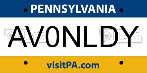 AV0NLDY Pennsylvania License Plate