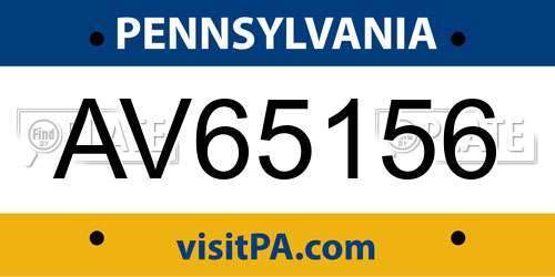 AV65156 Pennsylvania License Plate