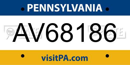 AV68186 Pennsylvania License Plate