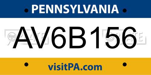 AV6B156 Pennsylvania License Plate