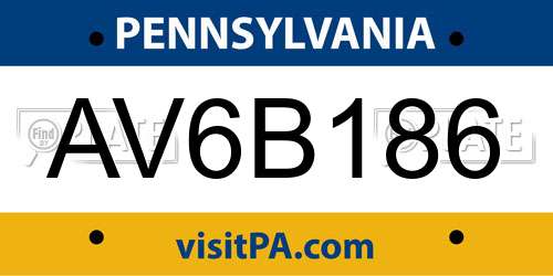 AV6B186 Pennsylvania License Plate