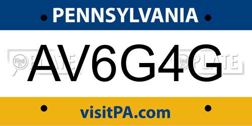 AV6G4G Pennsylvania License Plate