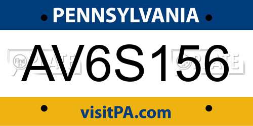 AV6S156 Pennsylvania License Plate