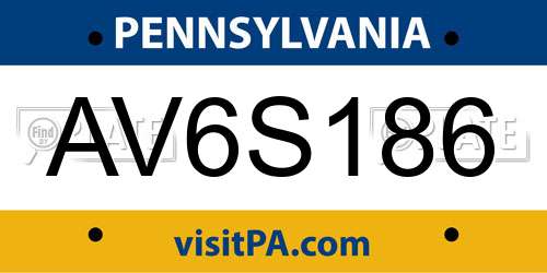 AV6S186 Pennsylvania License Plate
