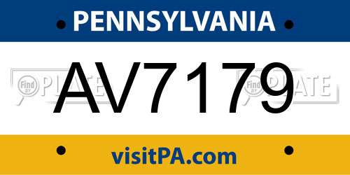 AV7179 Pennsylvania License Plate