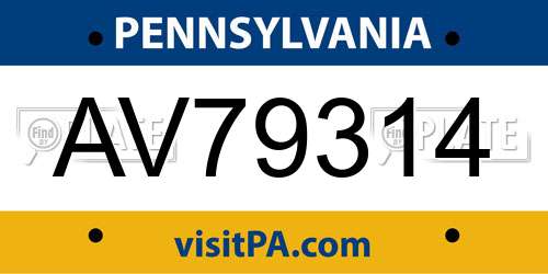 AV79314 Pennsylvania License Plate