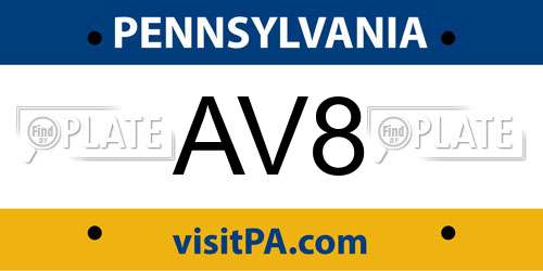 AV8 Pennsylvania License Plate