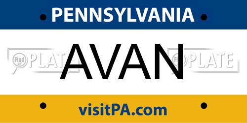 AVAN Pennsylvania License Plate