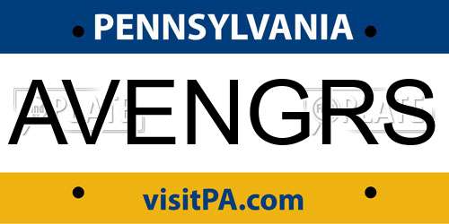 AVENGRS Pennsylvania License Plate