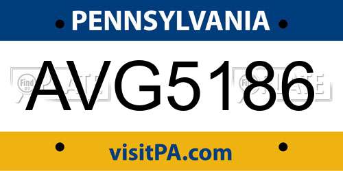 AVG5186 Pennsylvania License Plate