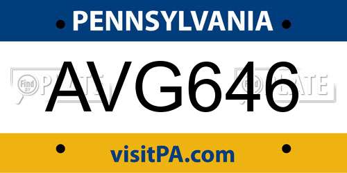 AVG646 Pennsylvania License Plate