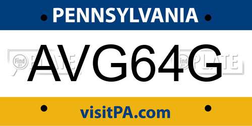 AVG64G Pennsylvania License Plate