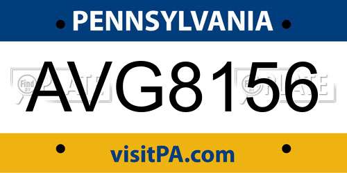 AVG8156 Pennsylvania License Plate