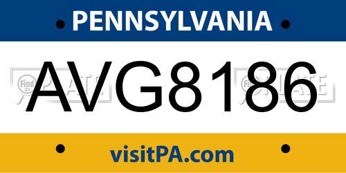 AVG8186 Pennsylvania License Plate