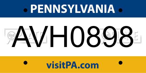 AVH0898 Pennsylvania License Plate