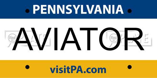 AVIATOR Pennsylvania License Plate
