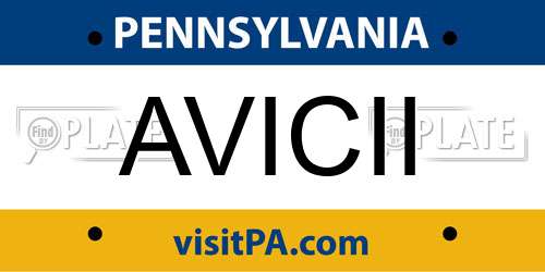 AVICII Pennsylvania License Plate