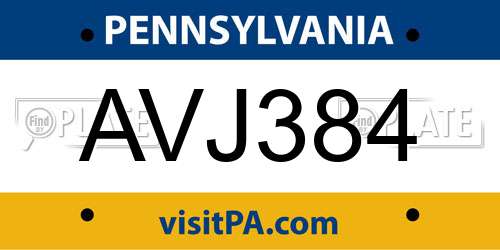 AVJ384 Pennsylvania License Plate