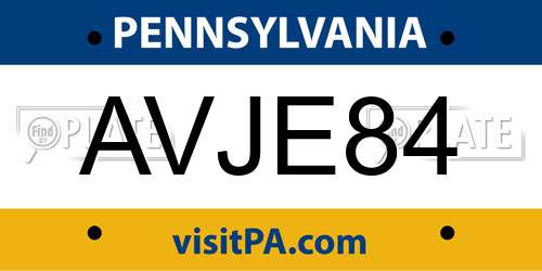AVJE84 Pennsylvania License Plate