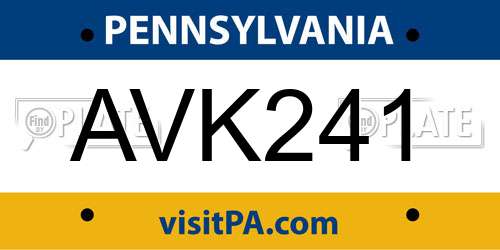 AVK241 Pennsylvania License Plate