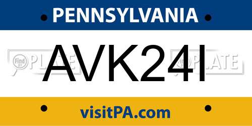 AVK24I Pennsylvania License Plate