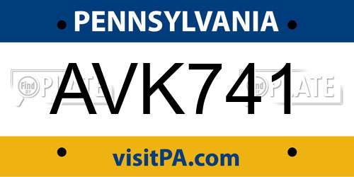 AVK741 Pennsylvania License Plate