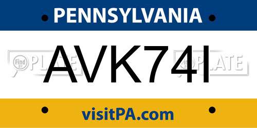AVK74I Pennsylvania License Plate