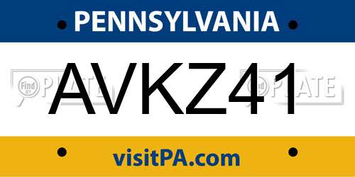 AVKZ41 Pennsylvania License Plate
