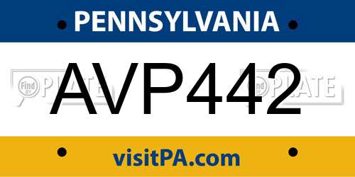 AVP442 Pennsylvania License Plate