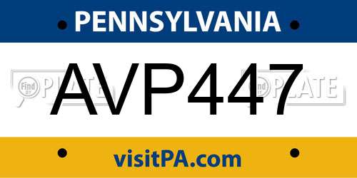 AVP447 Pennsylvania License Plate