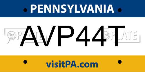 AVP44T Pennsylvania License Plate
