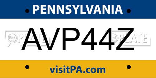 AVP44Z Pennsylvania License Plate