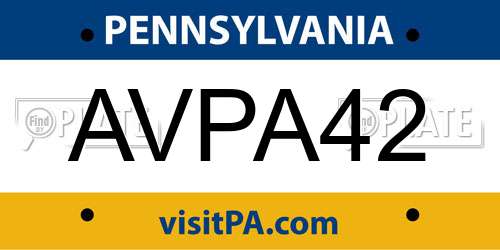 AVPA42 Pennsylvania License Plate