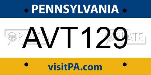 AVT129 Pennsylvania License Plate