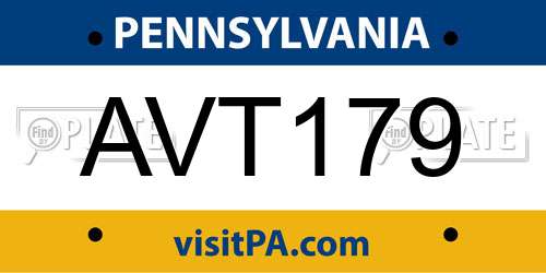 AVT179 Pennsylvania License Plate