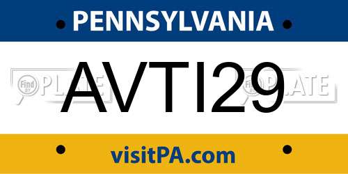 AVTI29 Pennsylvania License Plate