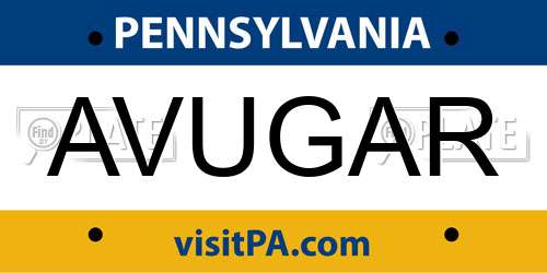 AVUGAR Pennsylvania License Plate