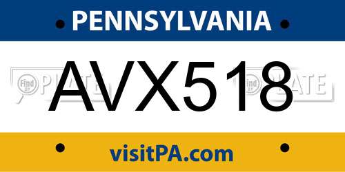 AVX518 Pennsylvania License Plate