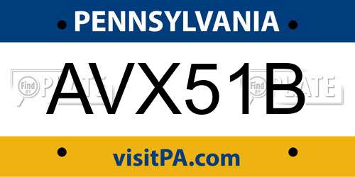 AVX51B Pennsylvania License Plate