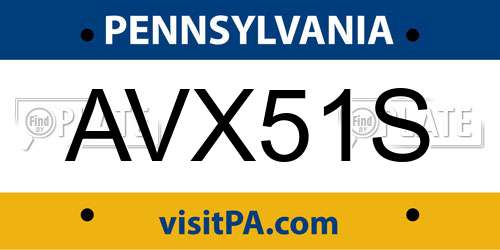 AVX51S Pennsylvania License Plate