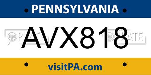AVX818 Pennsylvania License Plate