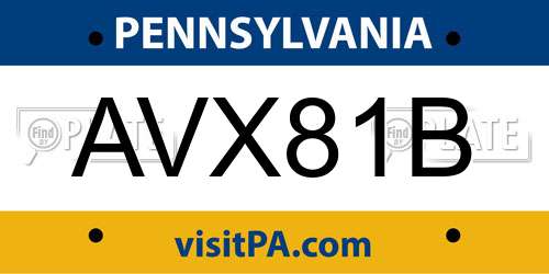 AVX81B Pennsylvania License Plate