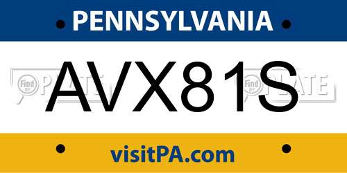 AVX81S Pennsylvania License Plate